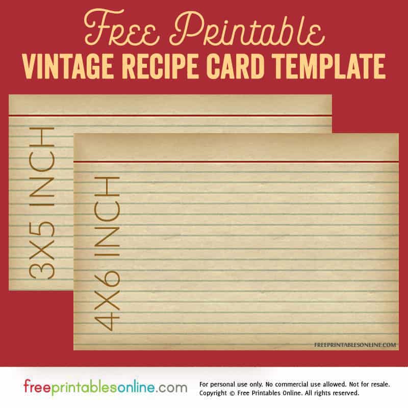 free printable recipe cards 4x6 editable