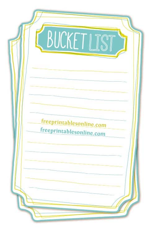 Printable Bucket List Template