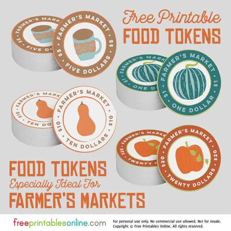 Printable Farmers' Market Food Tokens Free Printables Online