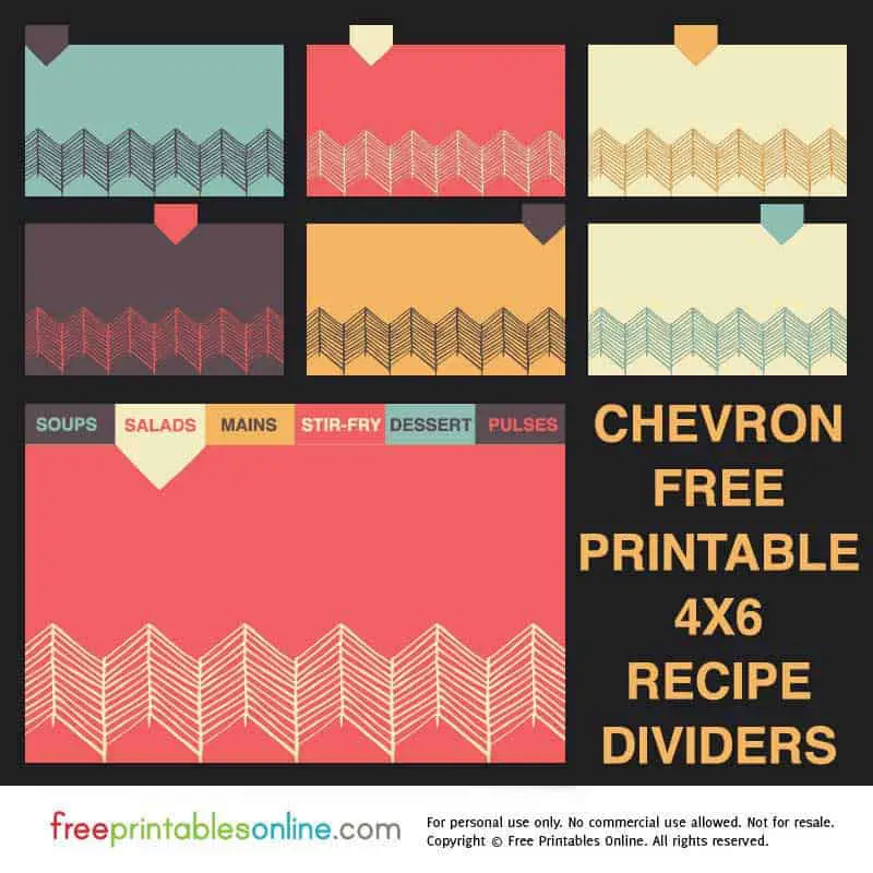 Chevron 4x6 Recipe Divider Cards Free Printables Online