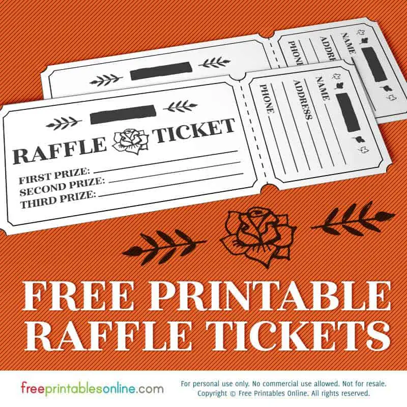 Printable Rosy Raffle Tickets: Free Raffle Template Free Printables