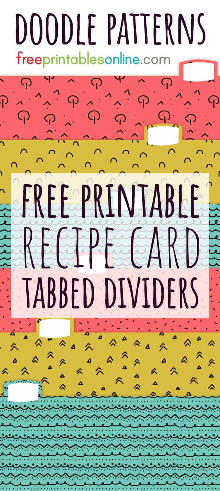 Doodle Patterns Recipe Card Box Dividers Free Printables Online