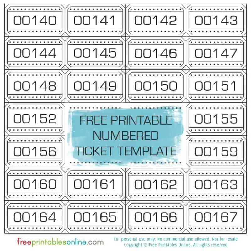 Free Printable Numbered Ticket Template Free Printables Online