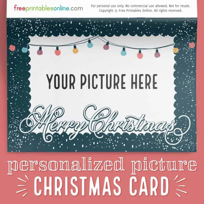 Snowy Frills Personalized Merry Christmas Photo Card Free Printables 