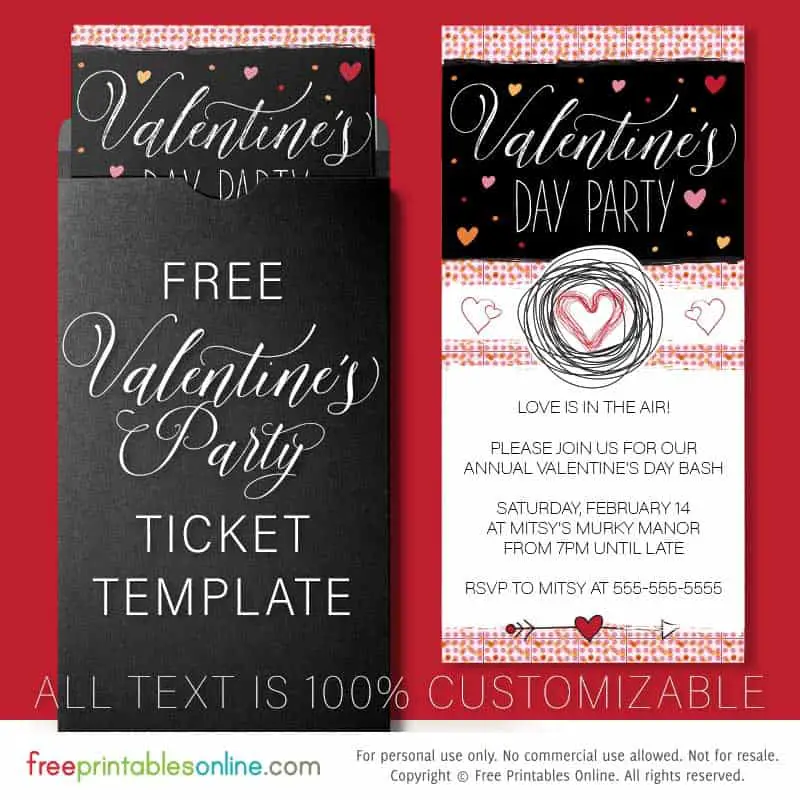 Free Printable Valentine's Day Party Invitation Template Free