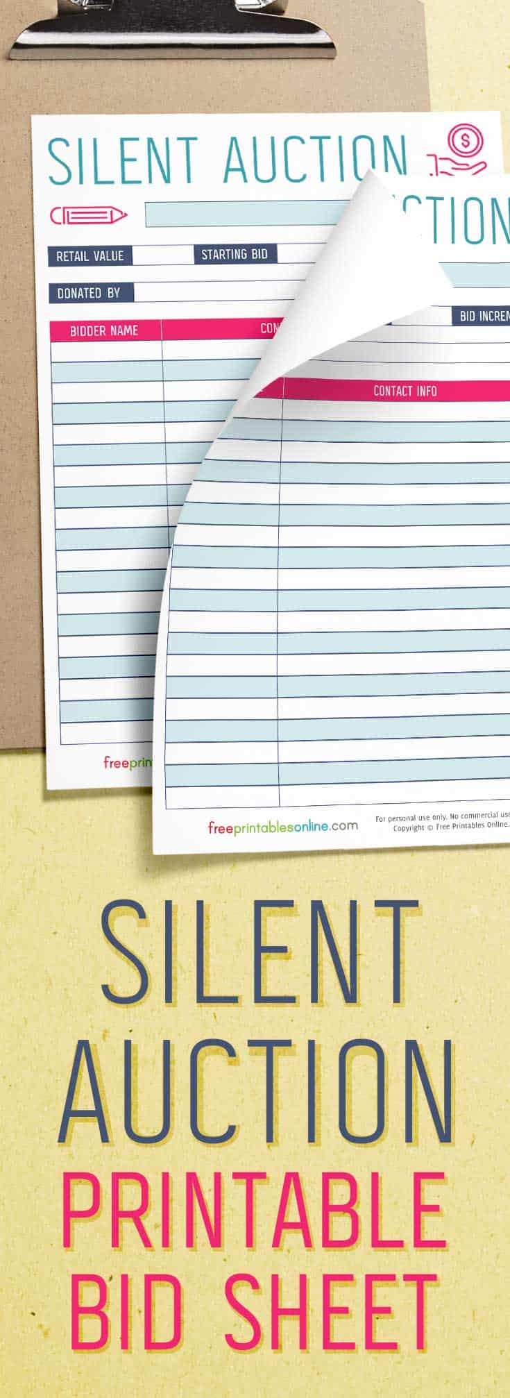 Silent Auction Bidding Sheet Free Printables Online