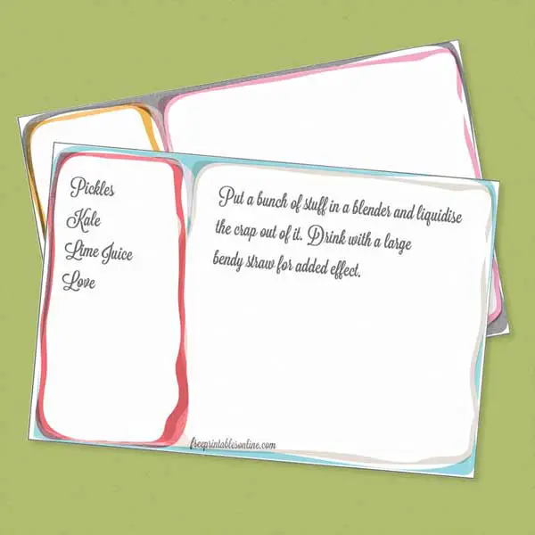free printable template for 4x6 recipe cards