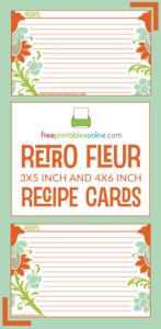 Retro Fleur Recipe Card Template Pinterest