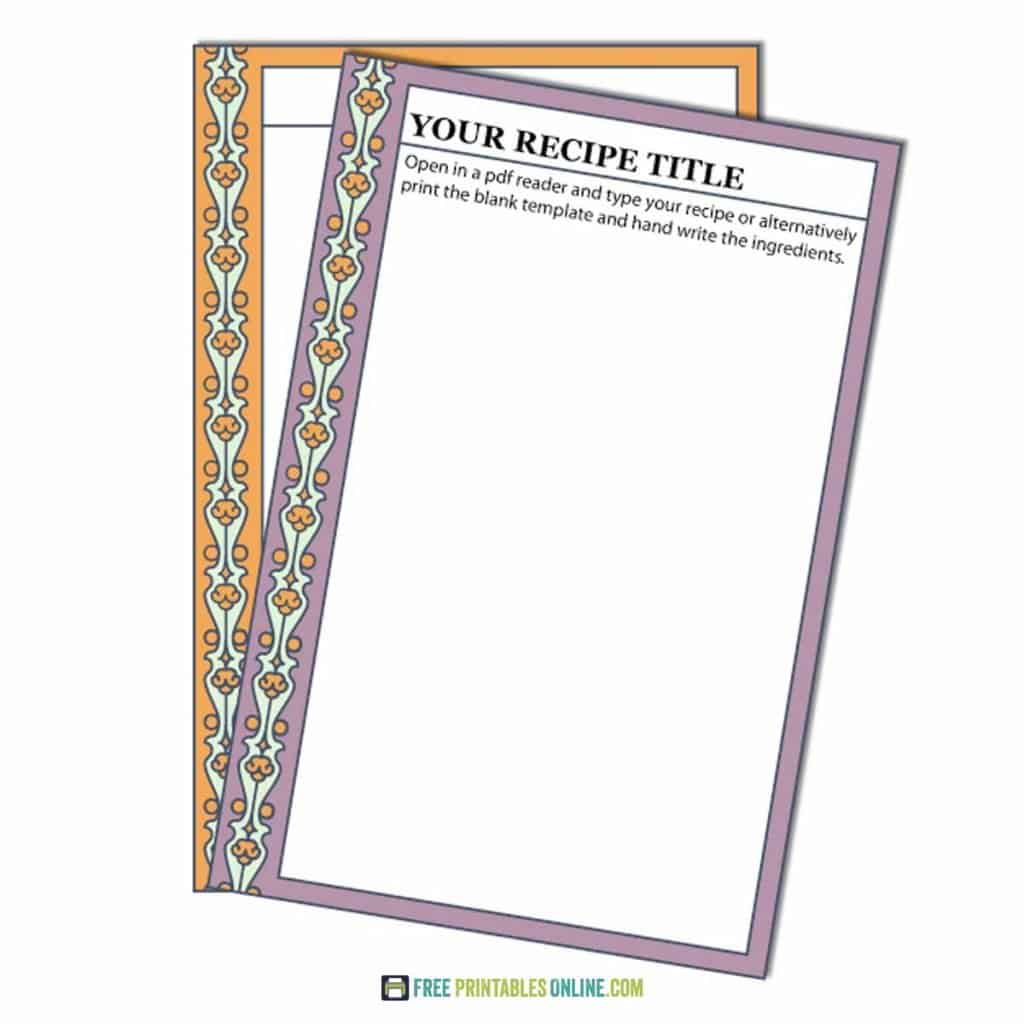 Vertical Orange & Purple Geometric Recipe Cards