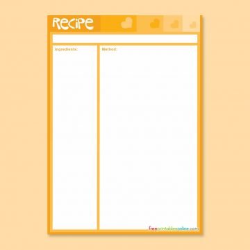 Orange Love Sick Printable Recipe Pages
