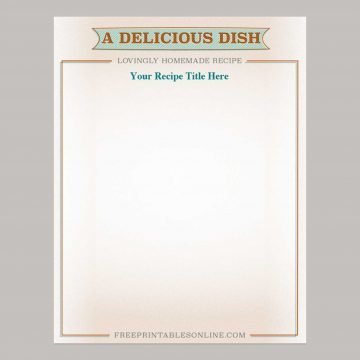 Vintage 1950s Retro Recipe Page Templates