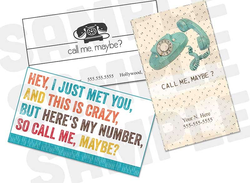 Free Printable So Call Me Maybe Business Cards