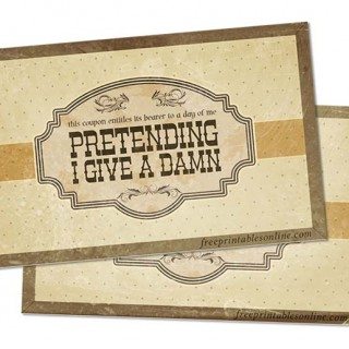 Pretending I Give a Damn Coupons