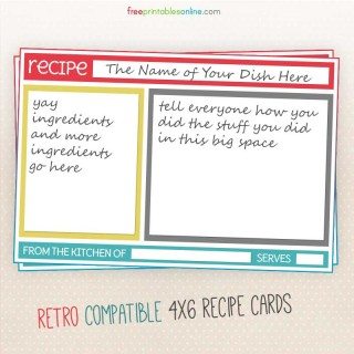 Retro Compatible Blank Recipe Cards