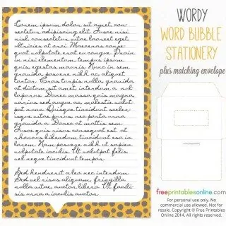 Wordy Word Bubble Printable Stationery Set