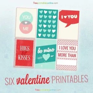 Six printable valentines