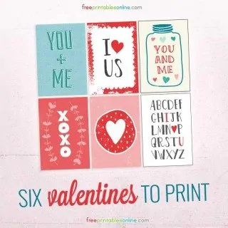 Six Valentines to print