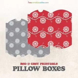 Printable Red and Grey Patterned Pillow Boxes