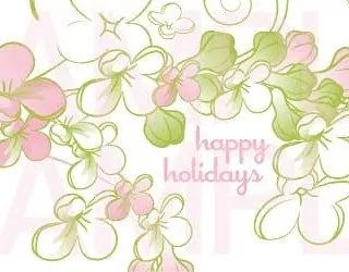 Pink And Green Floral Happy Holidays