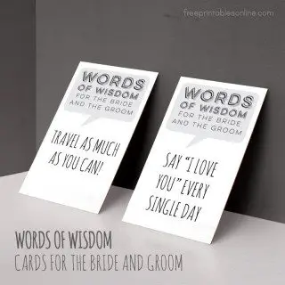 Words of Wisdom for the Bride and Groom Cards