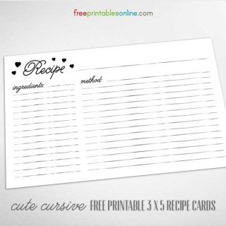 3x5 Recipe Cards to print