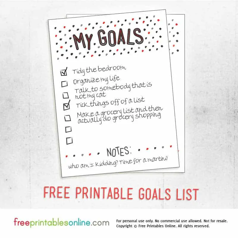 My Goals Printable to do list