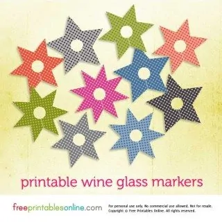 Printable wine glass markers