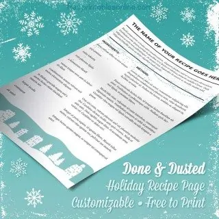 Christmas Printable Recipe Page