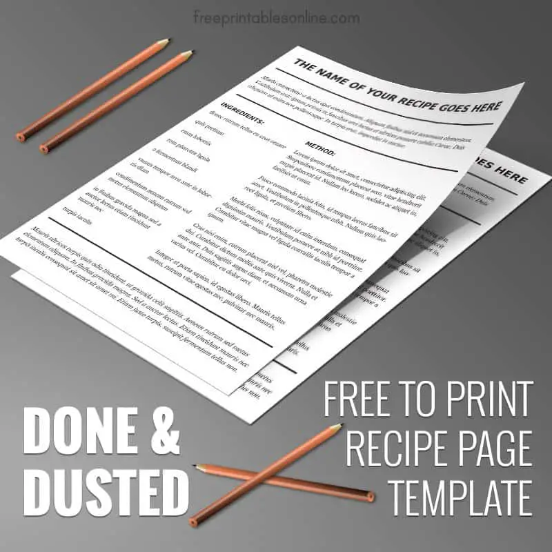 Blank Recipe Page Template