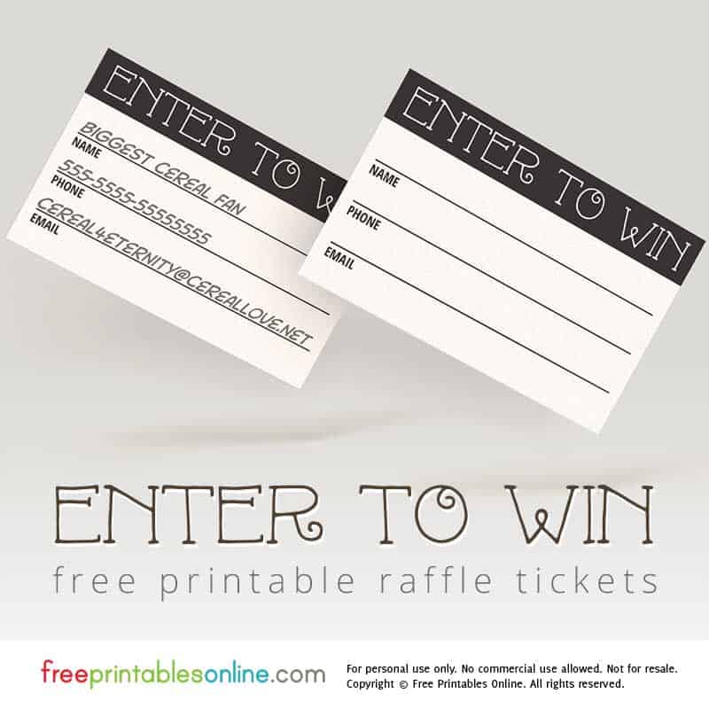 Raffle Ticket Template Printable Enter to Win Entry Form 