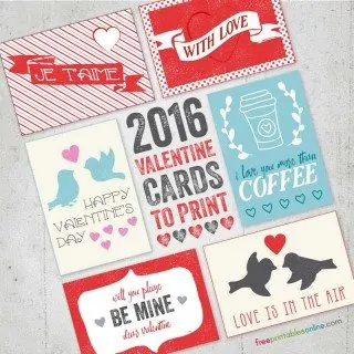 2016 Free Valentine Cards to Print