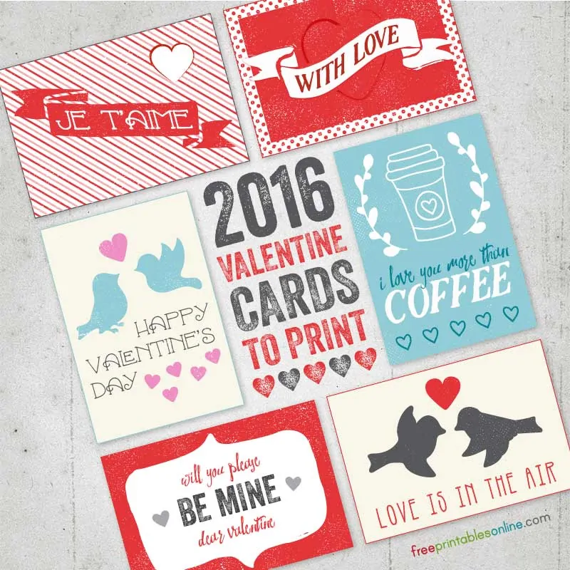 2016 Valentines Cards to Print