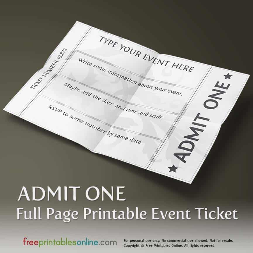 blank event ticket template