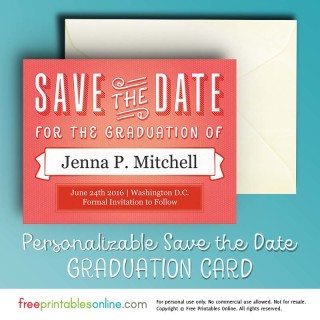 Printable Graduation Save the Date Card