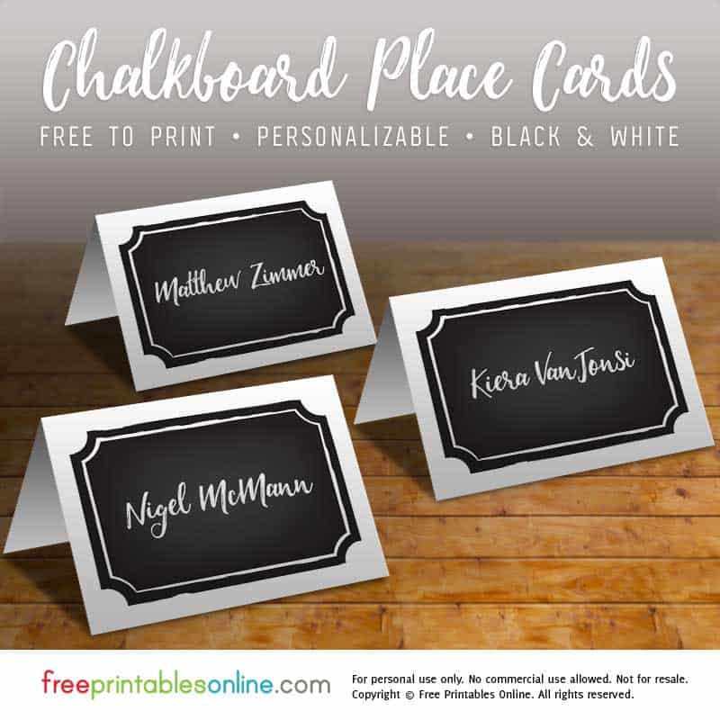 Custom Place Cards With A Chalkboard Finish Free Printables Online
