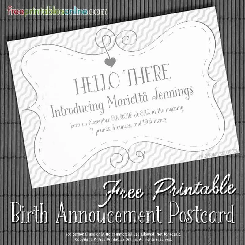 birth announcement postcard
