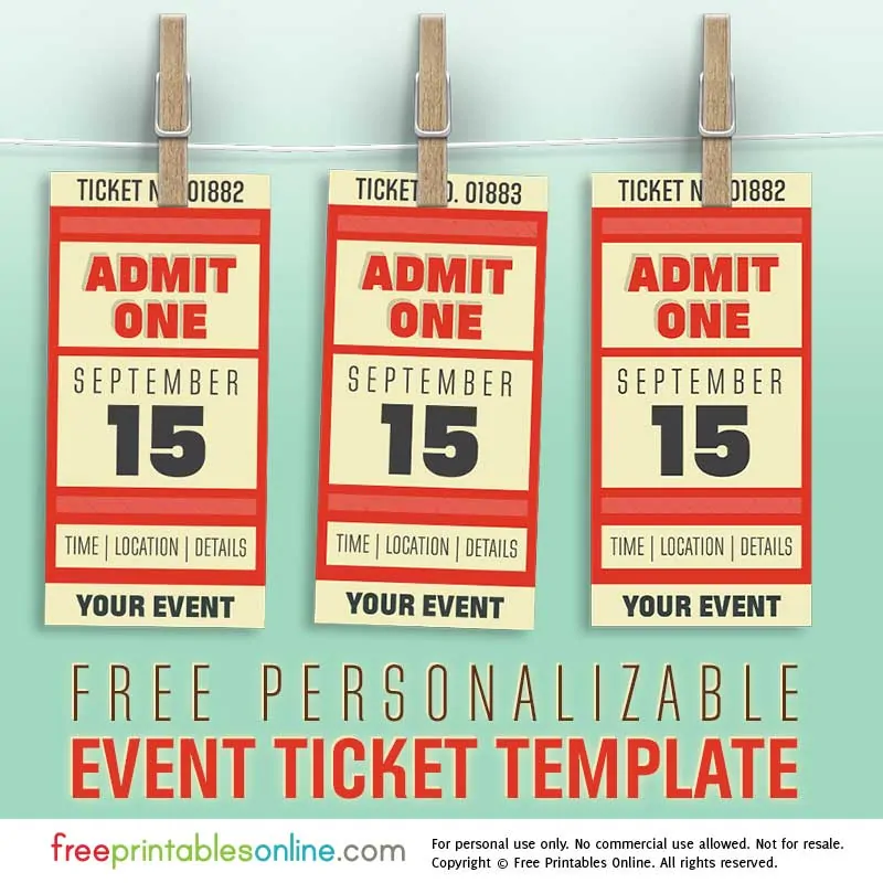 Free Printable Event Ticket Template to Customize