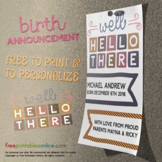 Printable Baby Announcement Postcard