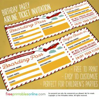Birthday Party Boarding Pass Template