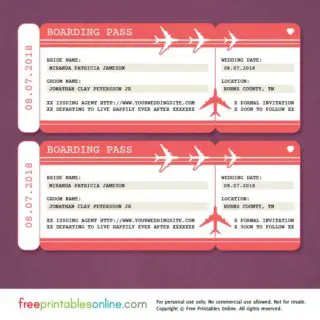 Boarding Pass Save the Date Template