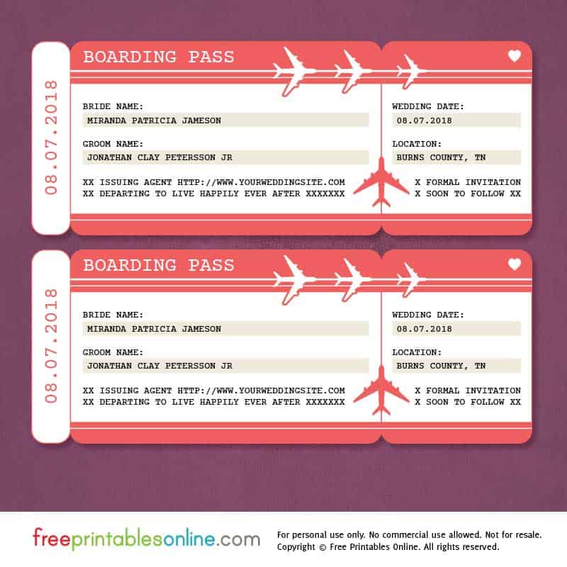 Free Printable Boarding Pass Template For Gift Pdf