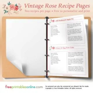 Printable Vintage Recipe Pages