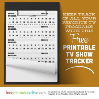 Printable TV Show Tracker