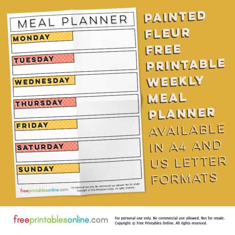 Painted Fleur Printable Weekly Meal Planner - Free Printables Online