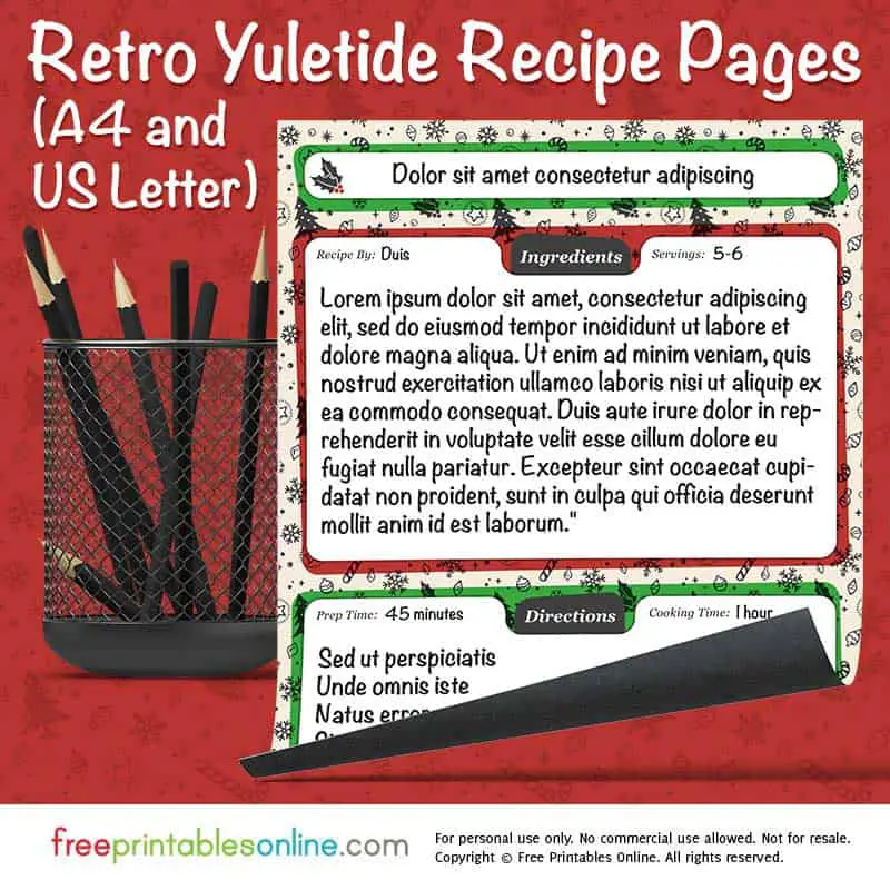 Printable Christmas Recipe Pages