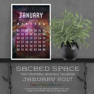 Outer Space January 2017 Calendar