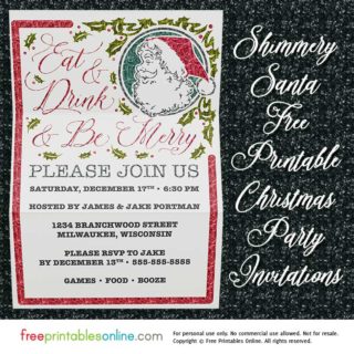 Eat, Drink, and Be Merry Christmas Party Invitation