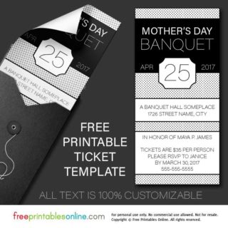 free printable banquet tickets