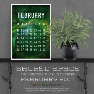 Sacred Space February Monthly Calendar