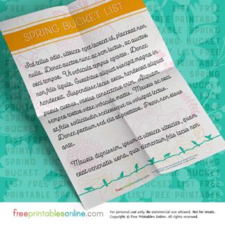 Spring Printable Bucket List